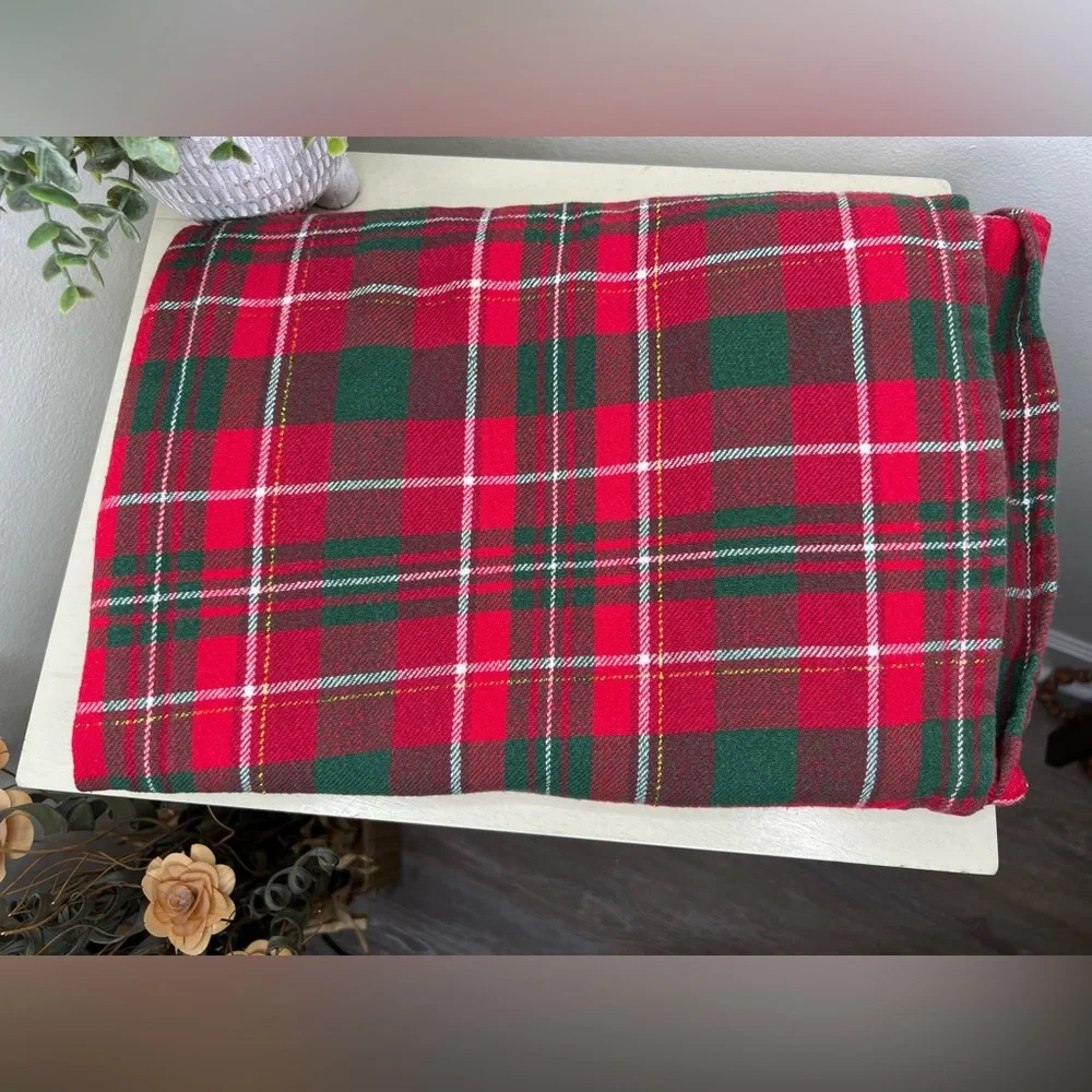 Red, Green, White with Gold Shimmer Tablecloth